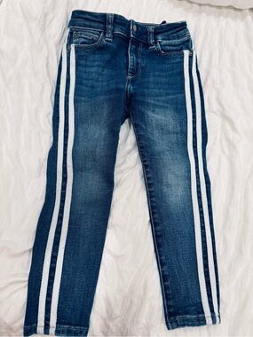 DL1961 Dark Blue Girls 4T Jeans with White Double Side Stripes